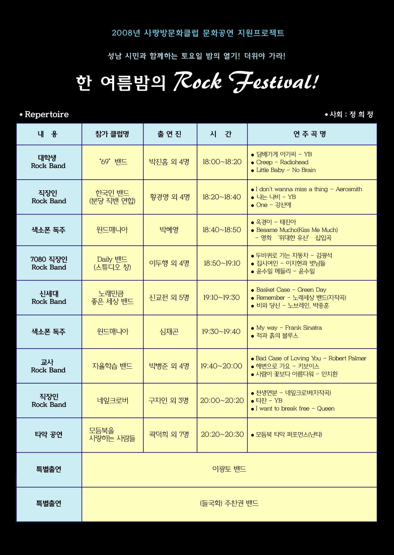 한 여름밤의 Rock Festival Repertoire 사회:정희정