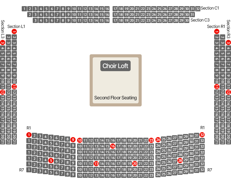 Concert Hall 2F seating chart