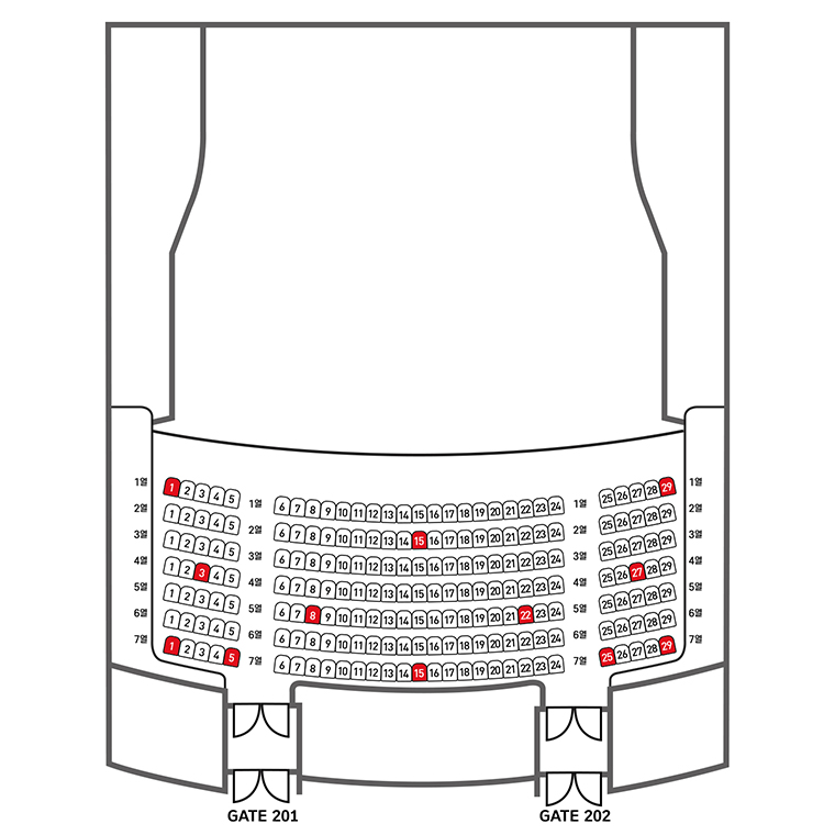 아트리움 대극장 2층 좌석배치도