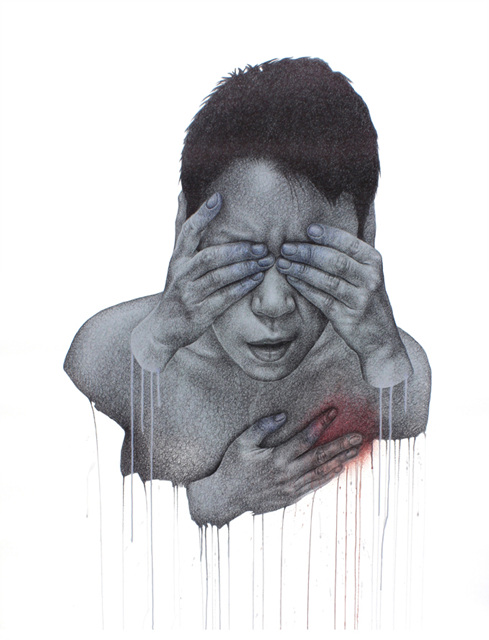 박승예_Even (  ) is_Acrylic, pen on paper_150cm*130cm_2012 작품 사진