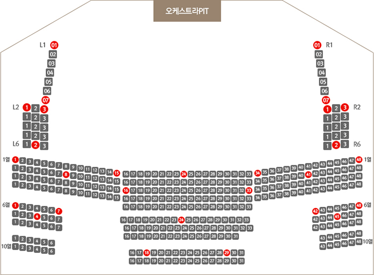 오페라하우스 2층 좌석배치도